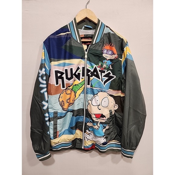Members Only Nickelodeon Rugrats Windbreaker Jacket Unisex Size Large Green Rare - Picture 1 of 15